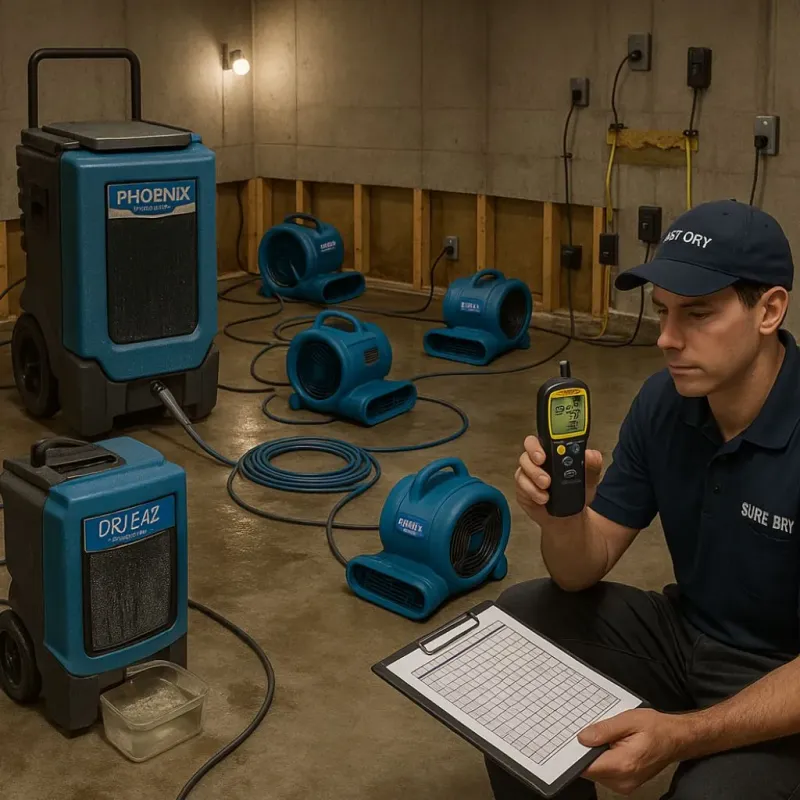 Structural Drying and Dehumidification process in Jasonville, IN